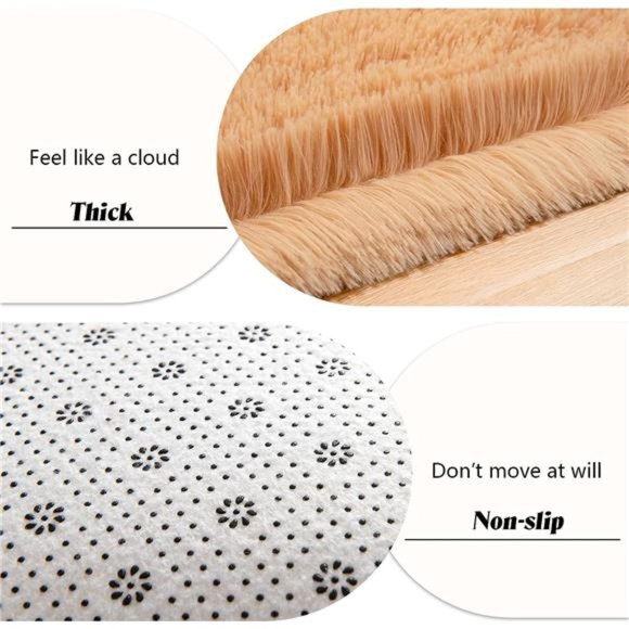 Soft Shag Runner Rug for Bedroom,2x6 Feet Fluffy Rugs with Non-Slip Bottom,Camel - Picture 3 of 6